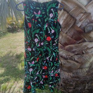 Kate Spade Jardin Tile Jaquard Dress Ruffle Hem Tropical